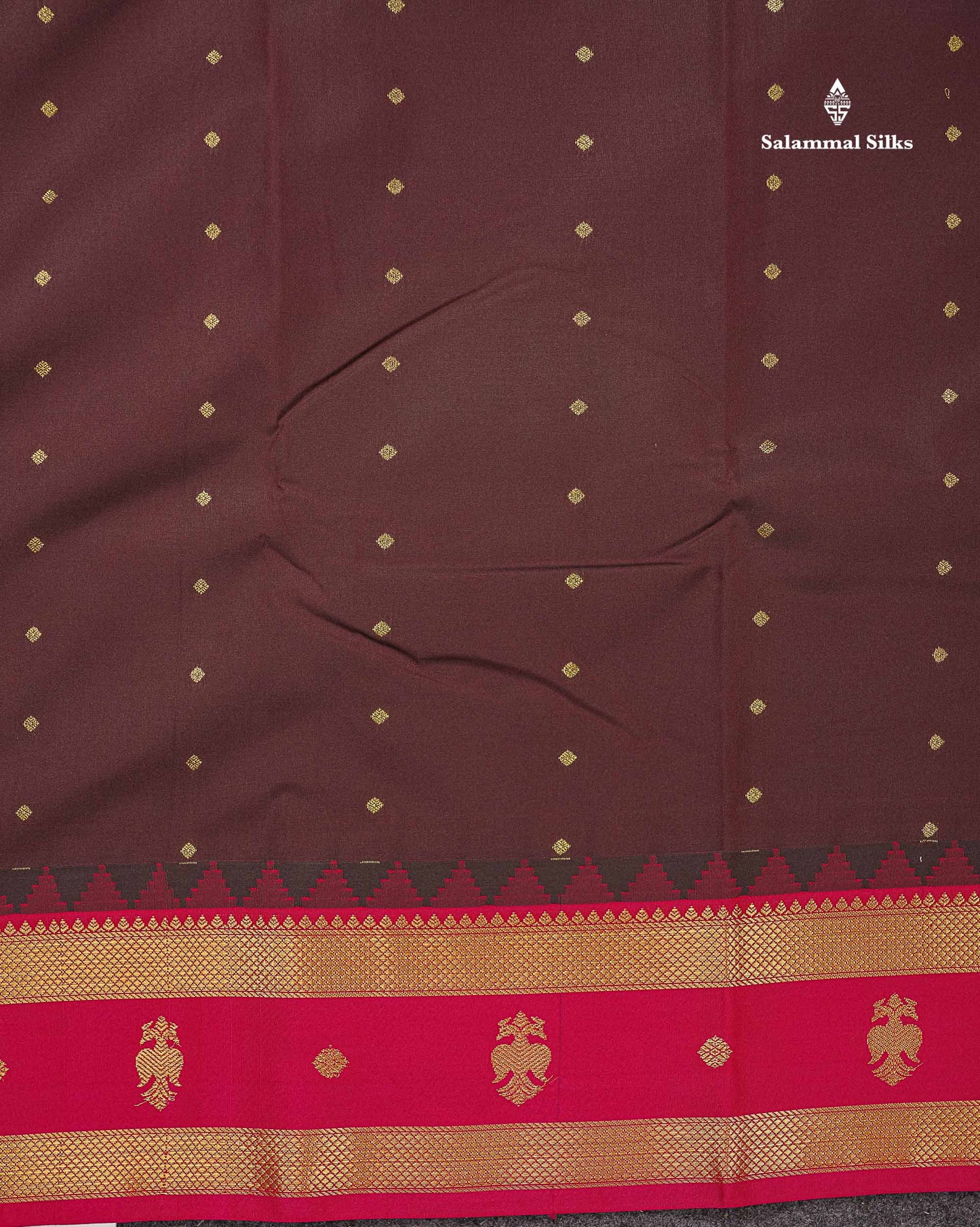 Beautiful Bottle Green Small Zari Buttas Semi Silk Saree With Contrast Pink Traditional Iruthalai Pakshi Gap Border