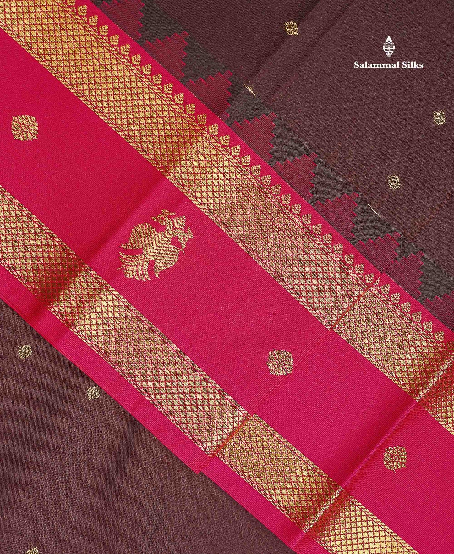 Beautiful Bottle Green Small Zari Buttas Semi Silk Saree With Contrast Pink Traditional Iruthalai Pakshi Gap Border