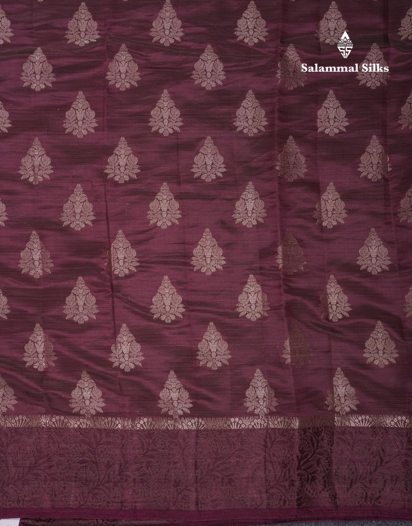 Beautiful Dark Magenta Semi Raw Silk Saree With Fancy Border