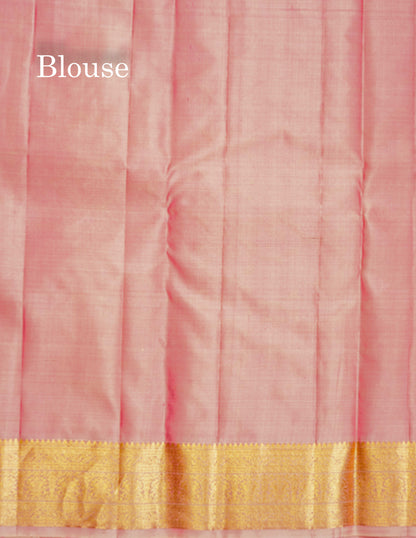 Pure Kanjivaram Silk Saree - Peacock Blue Colour Body Zari Buttas With Medium Border