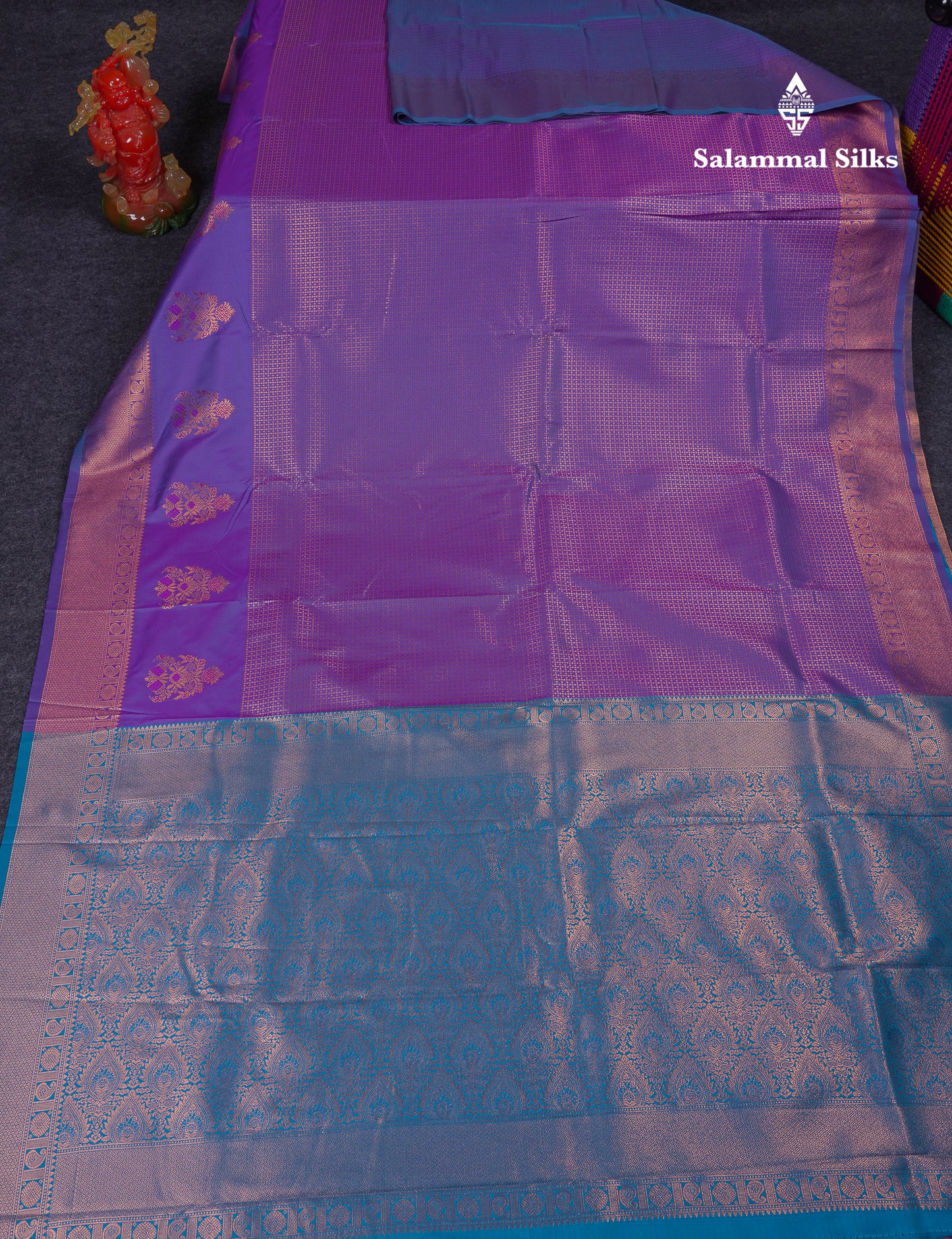 Beautiful Dual Tone Pink Semi Silk Saree With Contrast Peacock Green Blouse