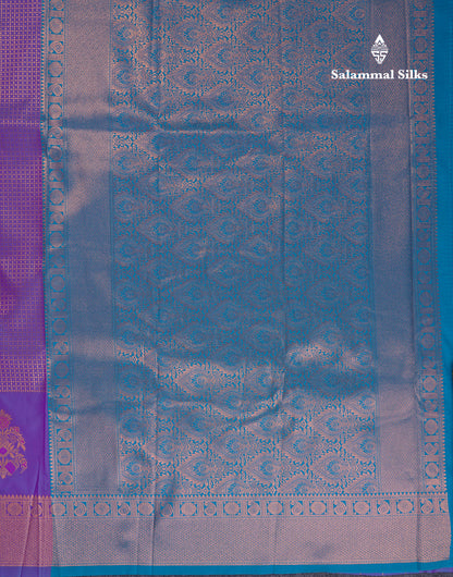 Beautiful Dual Tone Pink Semi Silk Saree With Contrast Peacock Green Blouse