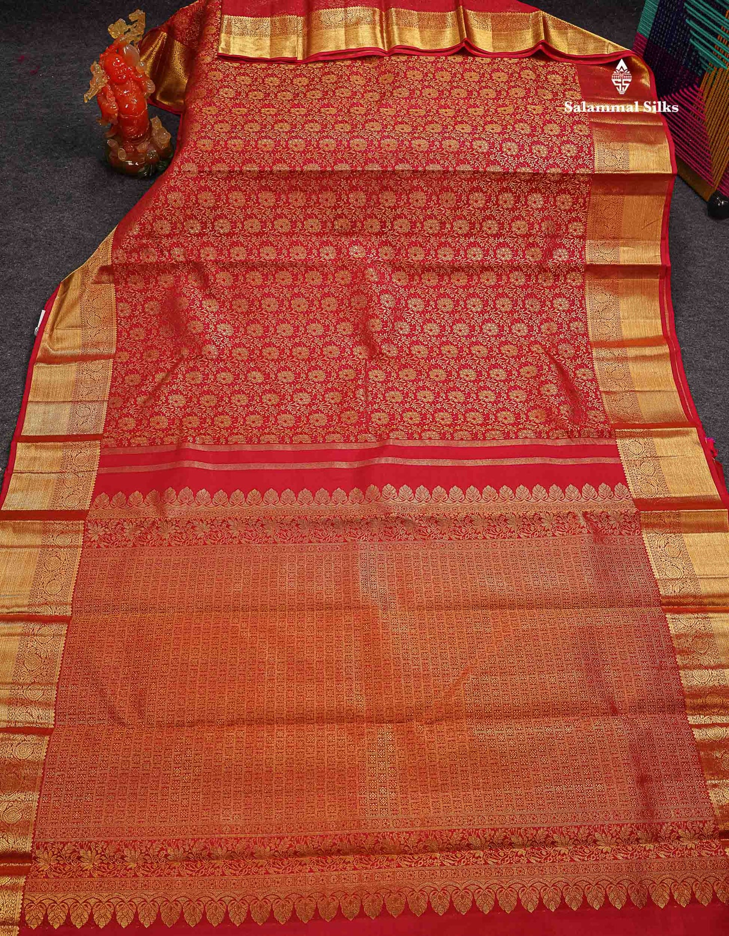 Beautiful Redish Maroon 2G Bridal Pure Kanjivaram Silk Saree With Traditional Border