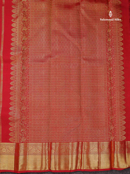 Beautiful Redish Maroon 2G Bridal Pure Kanjivaram Silk Saree With Traditional Border