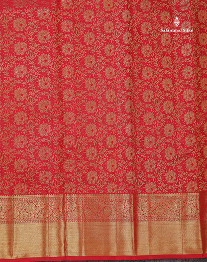 Beautiful Redish Maroon 2G Bridal Pure Kanjivaram Silk Saree With Traditional Border