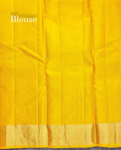 Pure Kanjivaram Silk Saree - Peacock Blue Colour Body Zari Buttas With Medium Border