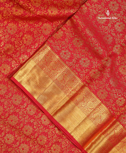 Beautiful Redish Maroon 2G Bridal Pure Kanjivaram Silk Saree With Traditional Border