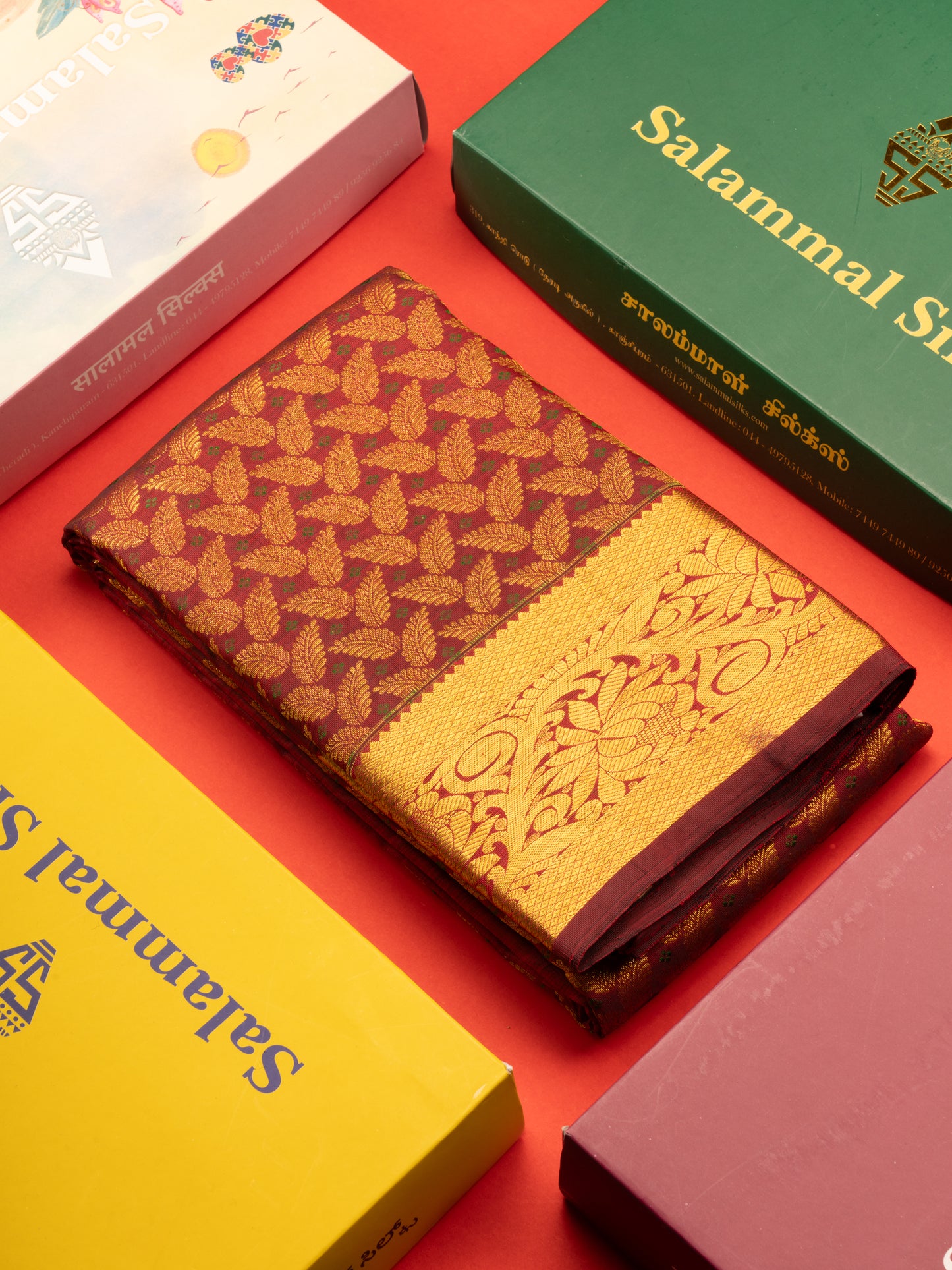 Kanjivaram Maroon Grand Wedding Pure Silk Saree With  Blouse