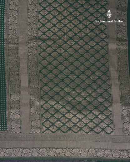 Beautiful Peacock Green Semi Georgette Saree With Fancy Border