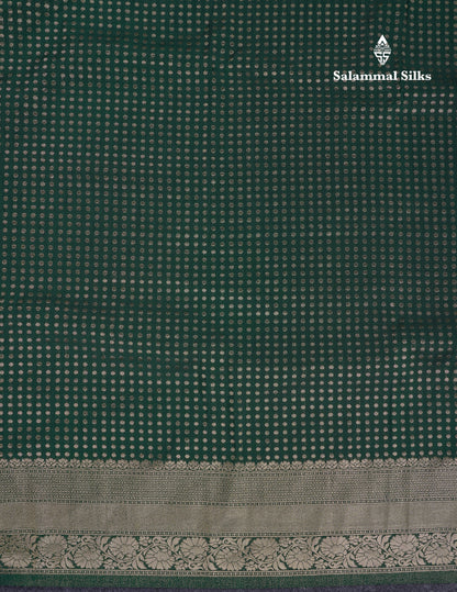 Beautiful Peacock Green Semi Georgette Saree With Fancy Border