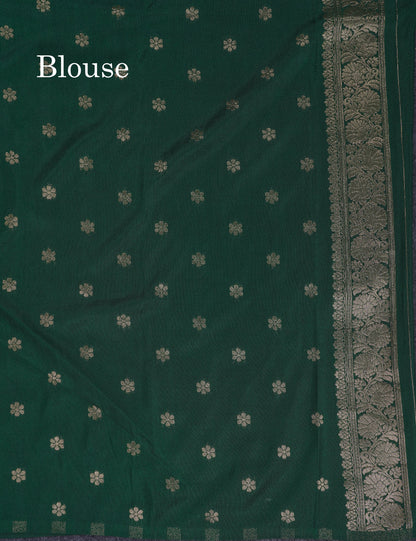 Beautiful Peacock Green Semi Georgette Saree With Fancy Border