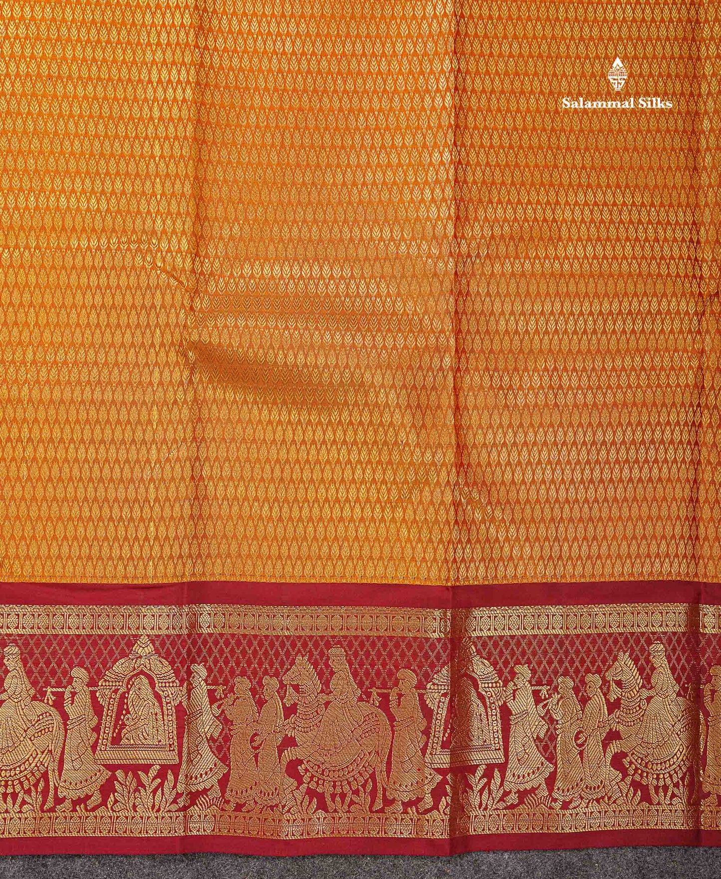 Beautiful Mustard Yellow Bridal Pure Kanjivaram Silk Saree With Contrast Maroon Traditional Pallakku Border