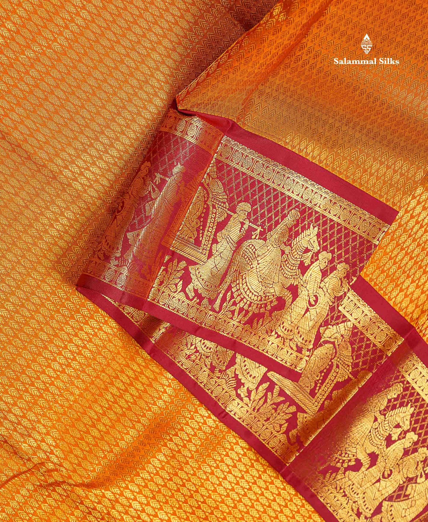 Beautiful Mustard Yellow Bridal Pure Kanjivaram Silk Saree With Contrast Maroon Traditional Pallakku Border