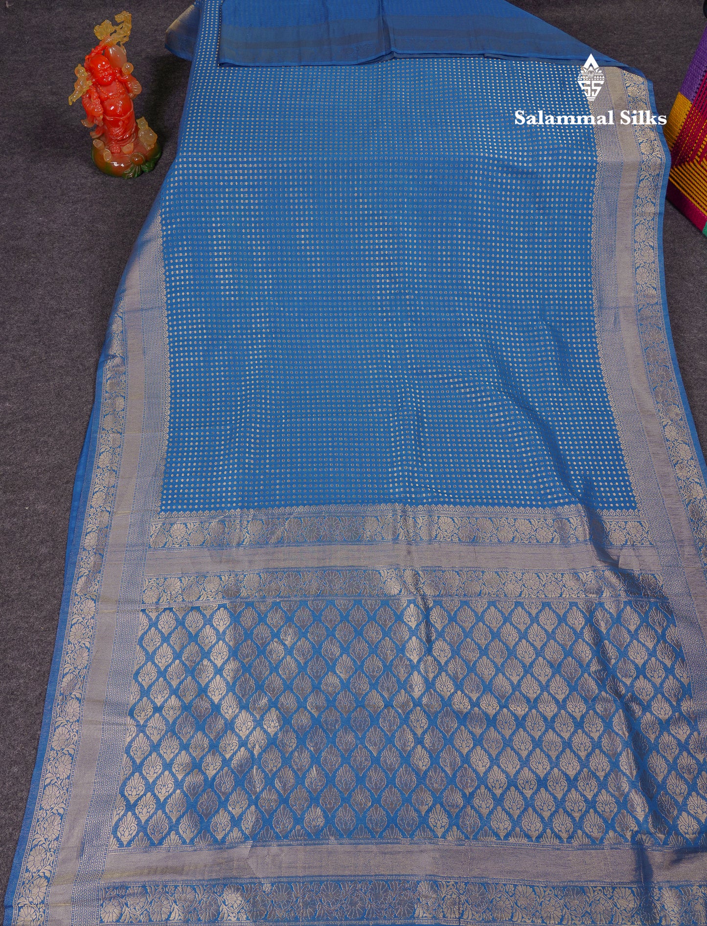 Beautiful Peacock Green Semi Georgette Saree With Fancy Border