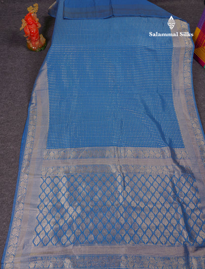 Beautiful Peacock Green Semi Georgette Saree With Fancy Border