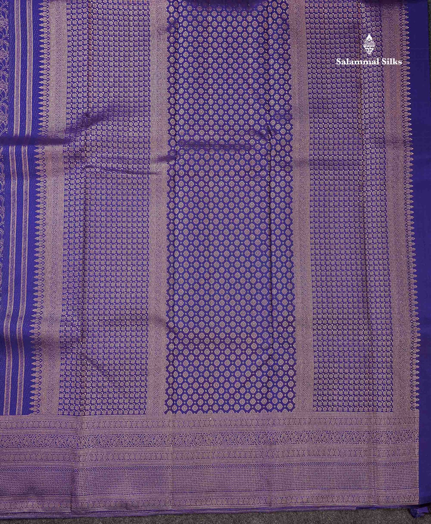 Beautiful Dual Tone Navy Blue Bridal Pure Kanjivaram Silk Saree With Traditional Border