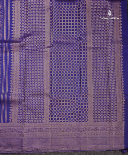 Beautiful Dual Tone Navy Blue Bridal Pure Kanjivaram Silk Saree With Traditional Border