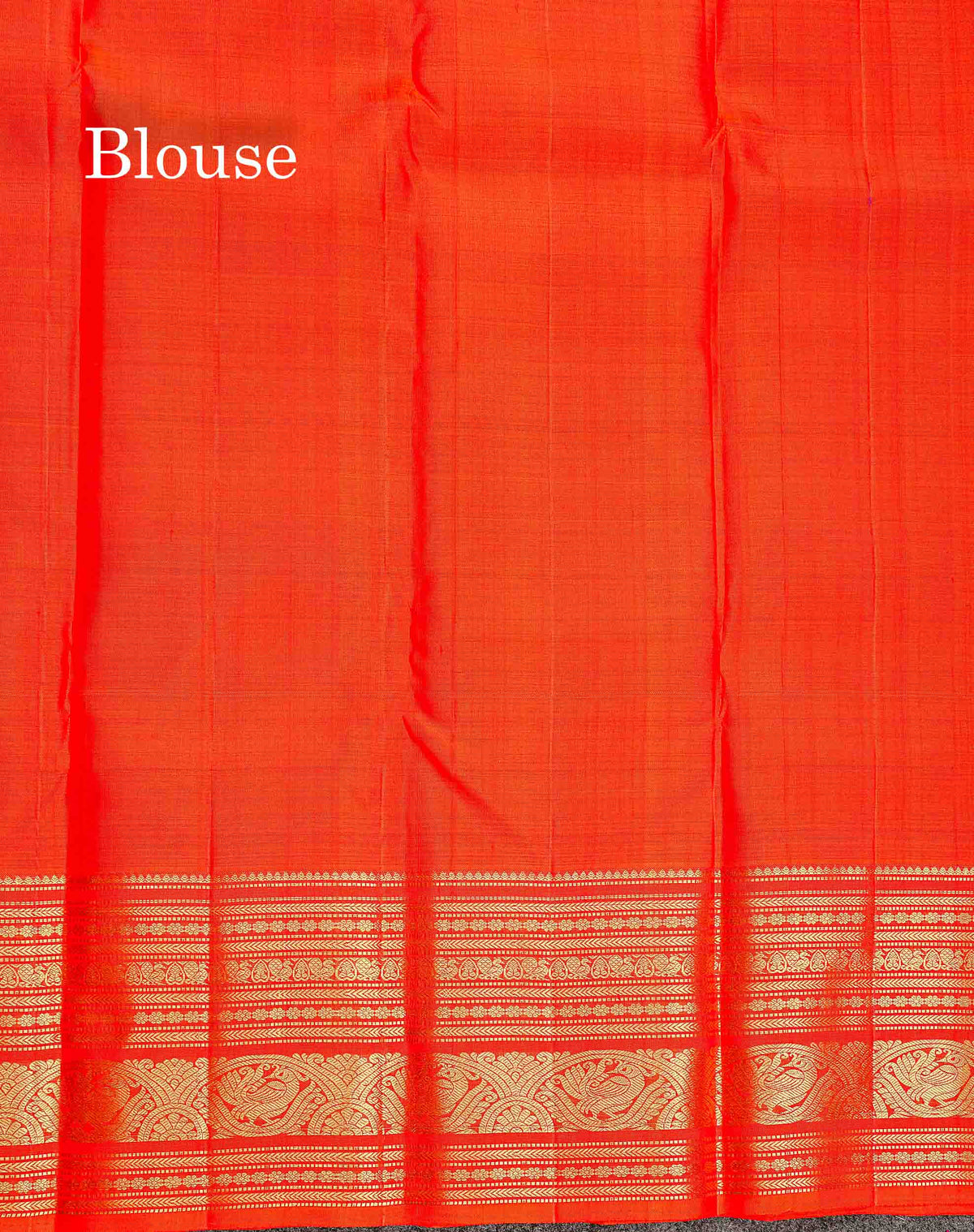 Pure Kanjivaram Silk Saree - Maroon Colour Body Small Checks With Butta & Contrast Orange Border
