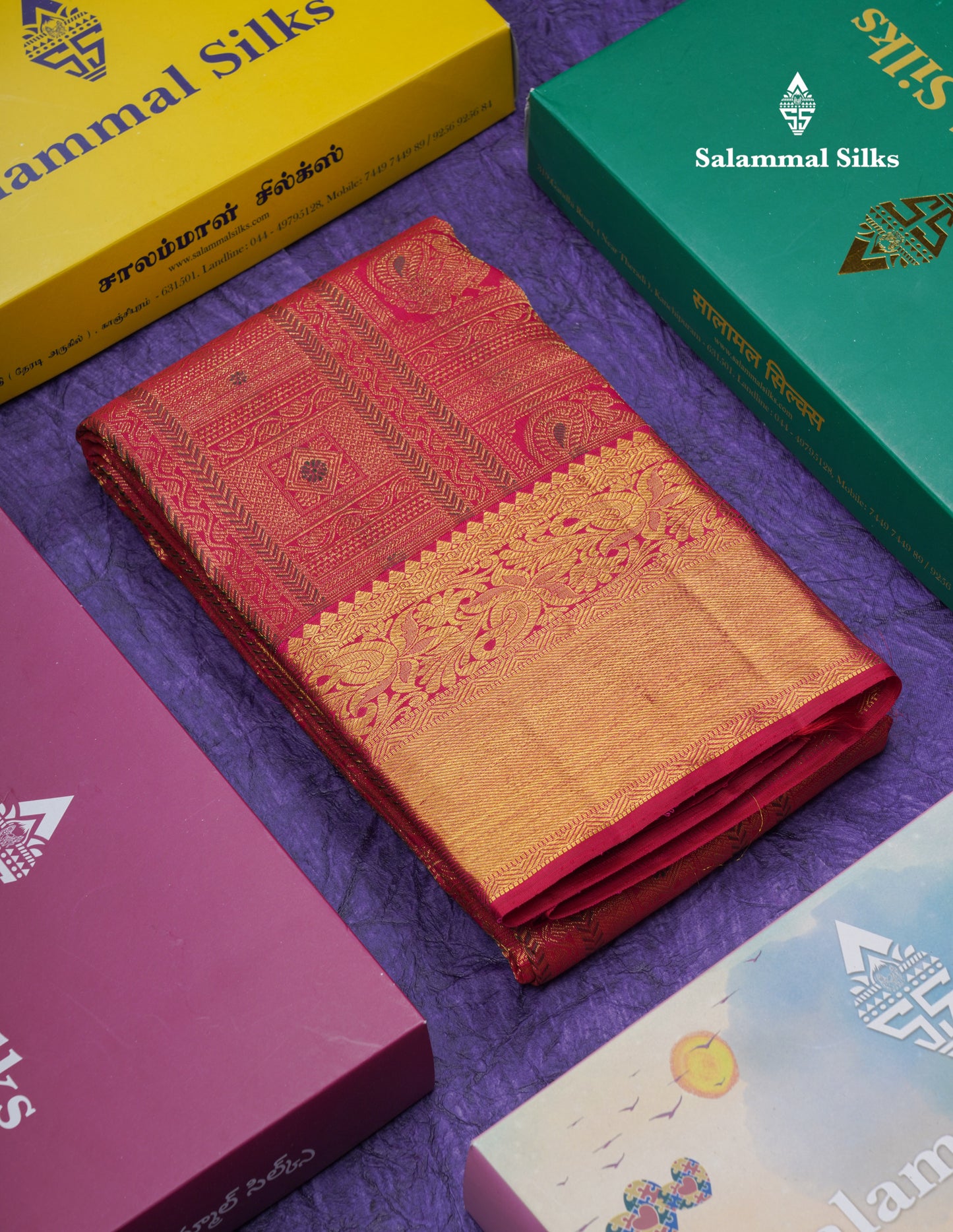 Dual Tone Pinkish Red Beautiful Menakari Work Bridal Pure Kanjivaram Silk Saree With Traditional Border