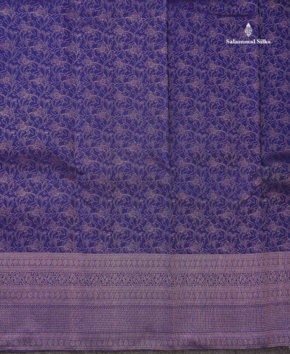 Beautiful Dual Tone Navy Blue Bridal Pure Kanjivaram Silk Saree With Traditional Border