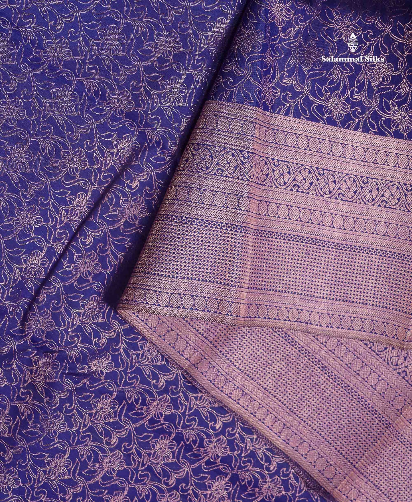 Beautiful Dual Tone Navy Blue Bridal Pure Kanjivaram Silk Saree With Traditional Border