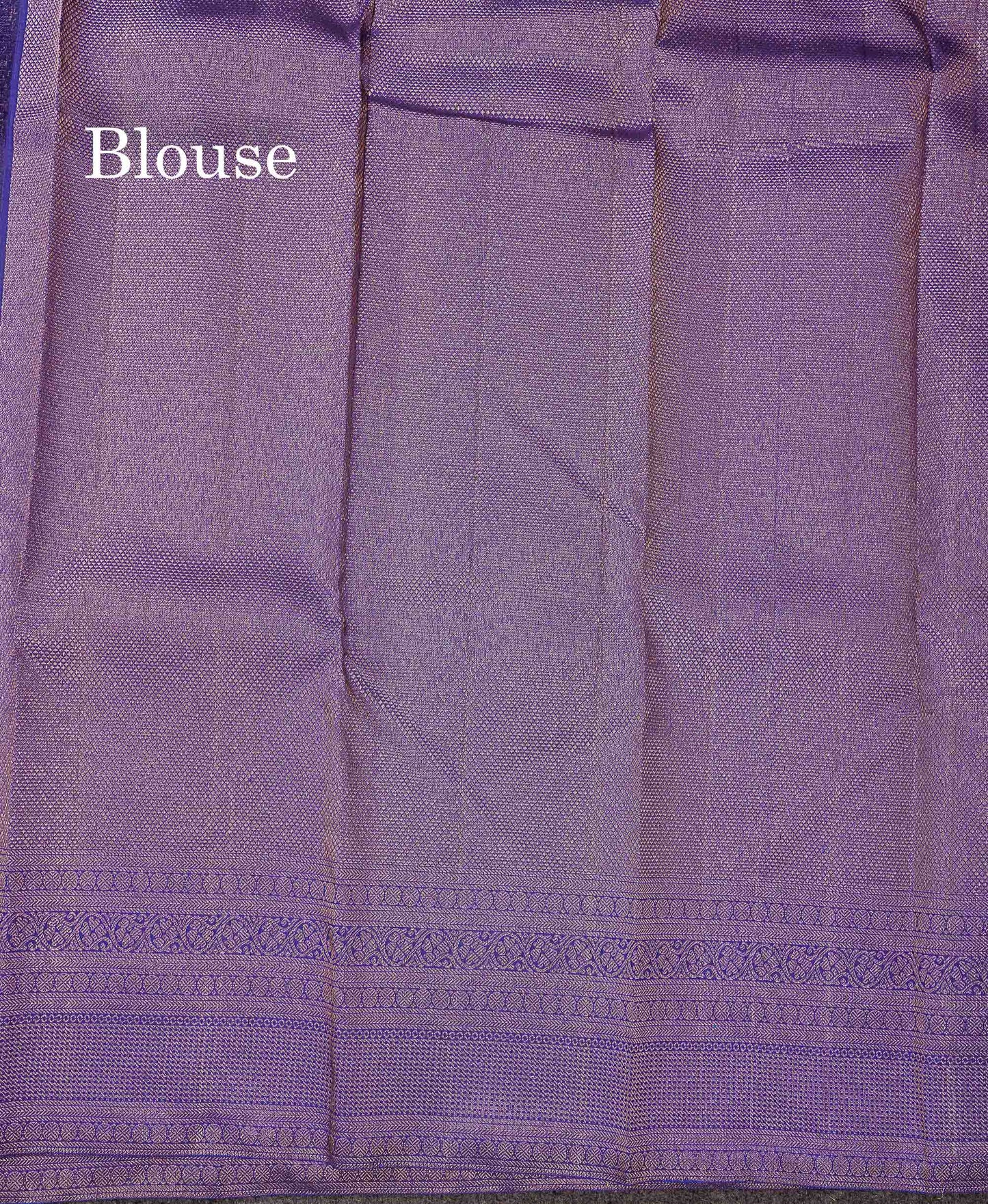 Beautiful Dual Tone Navy Blue Bridal Pure Kanjivaram Silk Saree With Traditional Border