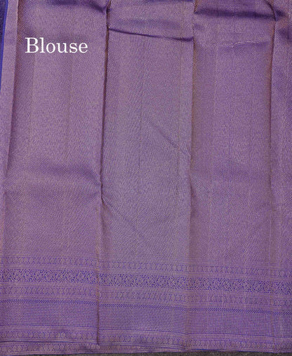 Beautiful Dual Tone Navy Blue Bridal Pure Kanjivaram Silk Saree With Traditional Border