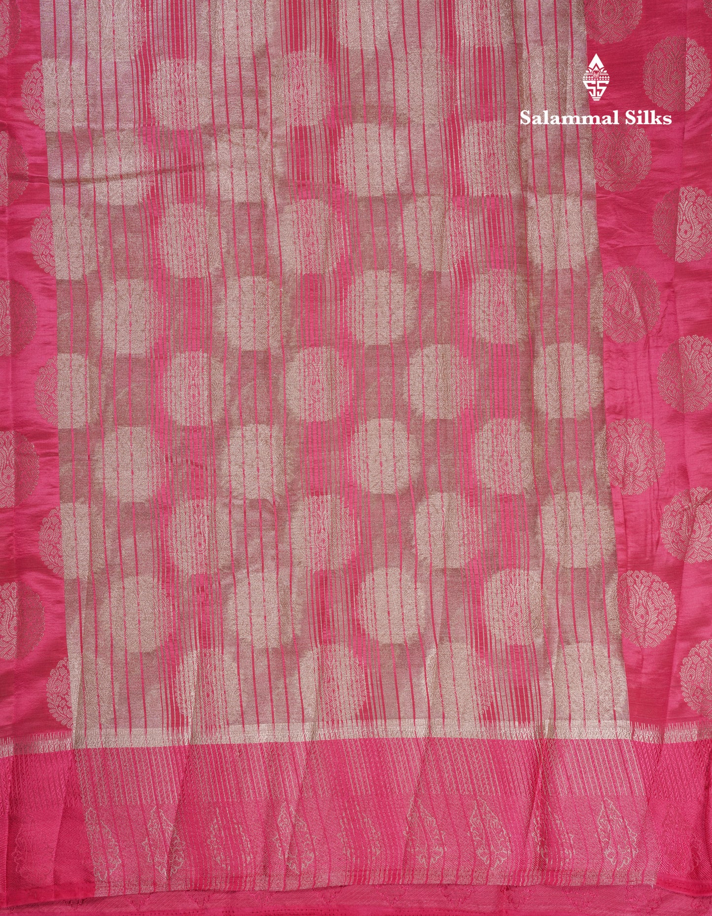 Beautiful Pink Shade Semi Raw Silk Saree With Fancy Border
