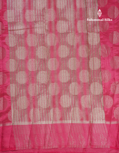 Beautiful Pink Shade Semi Raw Silk Saree With Fancy Border