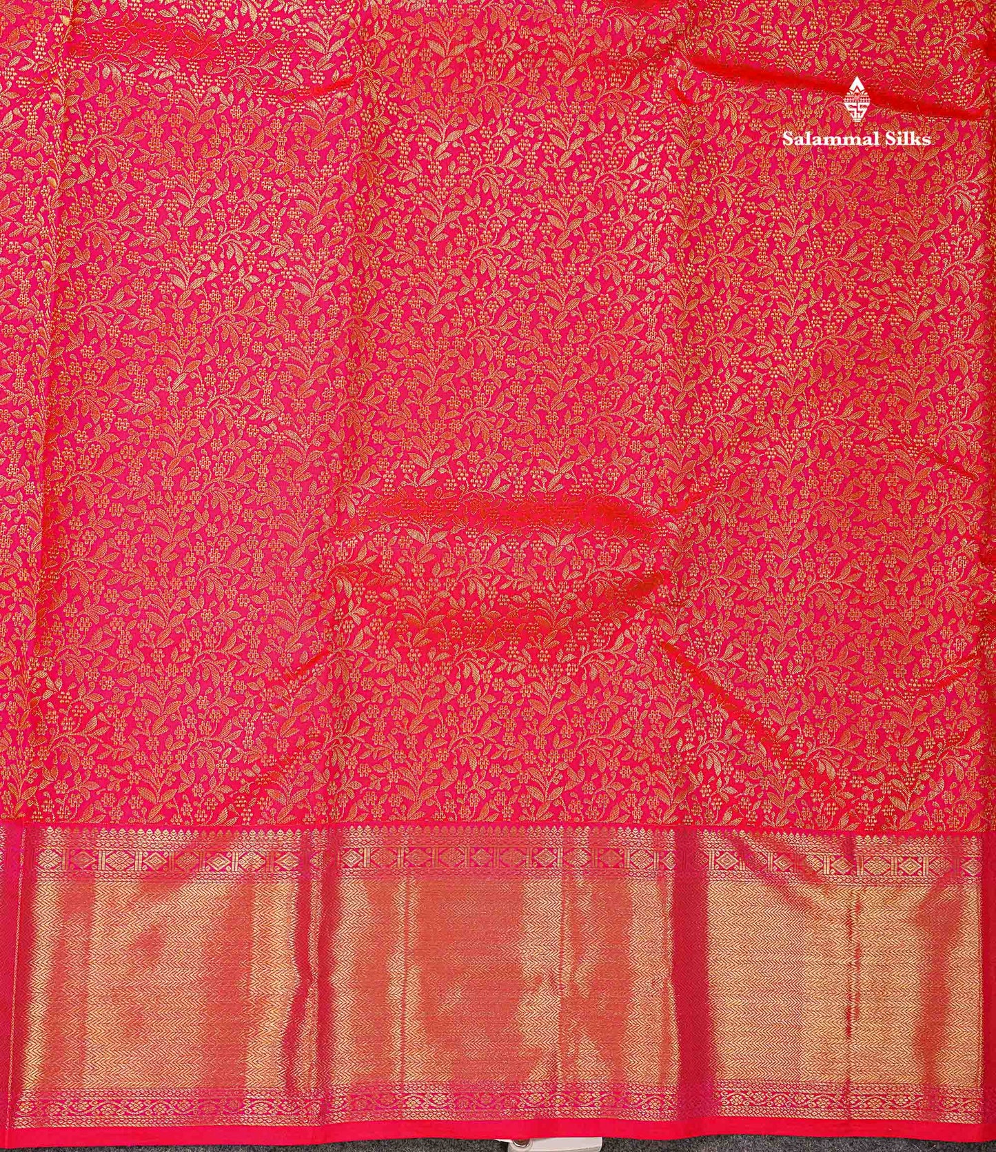 Beautiful Dual Tone Pinkish Red 2G Bridal Pure Kanjivaram Silk Saree With Traditional Border