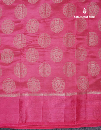 Beautiful Pink Shade Semi Raw Silk Saree With Fancy Border