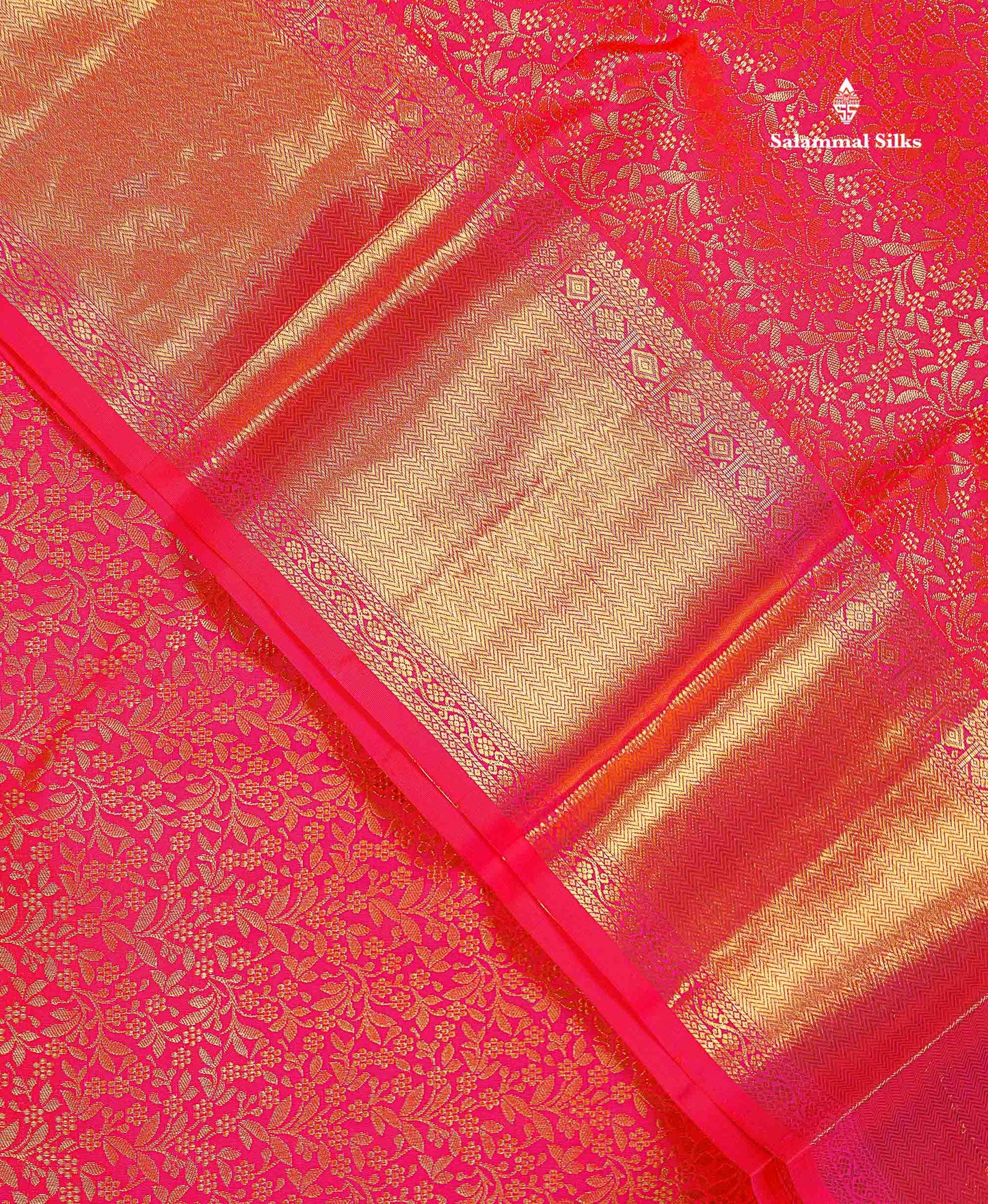 Beautiful Dual Tone Pinkish Red 2G Bridal Pure Kanjivaram Silk Saree With Traditional Border