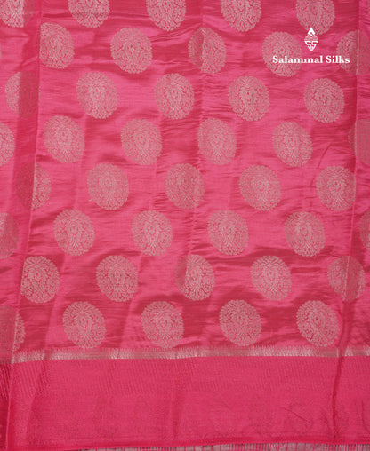 Beautiful Pink Shade Semi Raw Silk Saree With Fancy Border