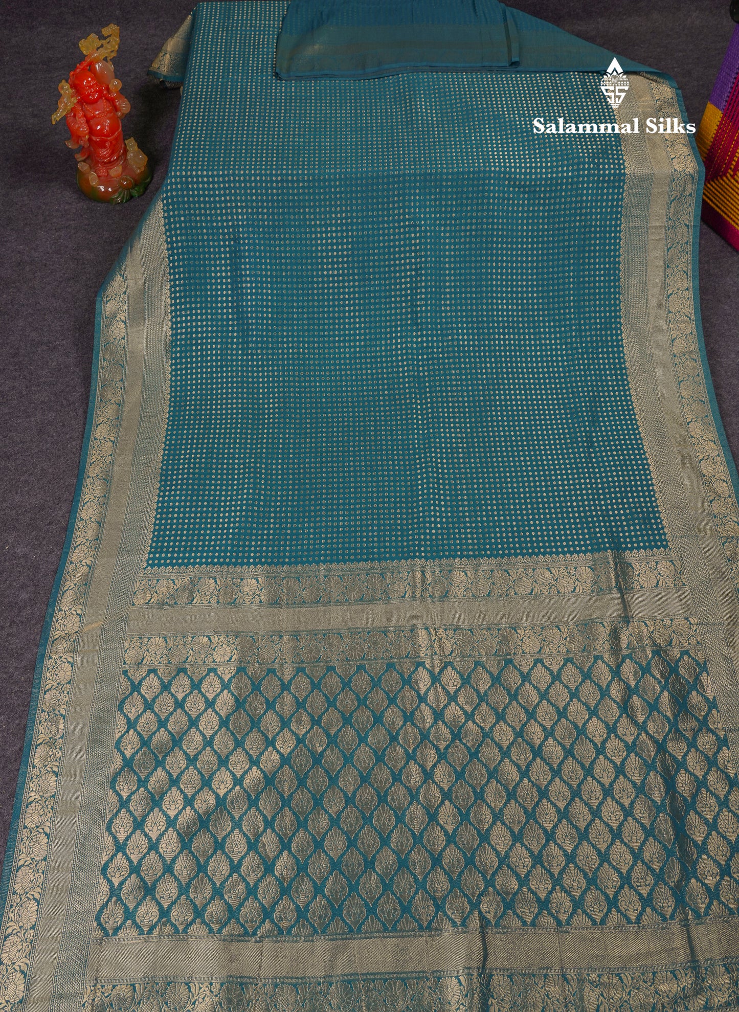 Beautiful Peacock Green Semi Georgette Saree With Fancy Border