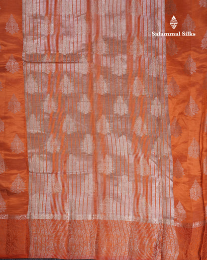 Beautiful Blue Semi Raw Silk Saree With Fancy Border