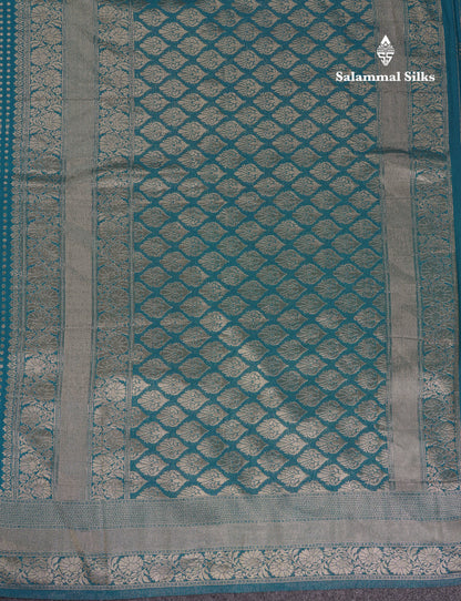 Beautiful Peacock Green Semi Georgette Saree With Fancy Border