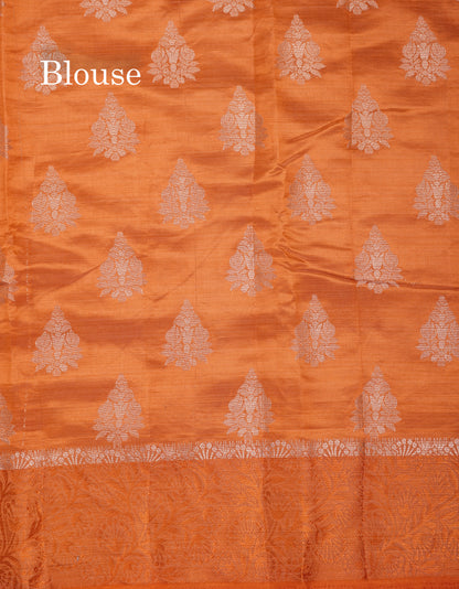 Beautiful Blue Semi Raw Silk Saree With Fancy Border