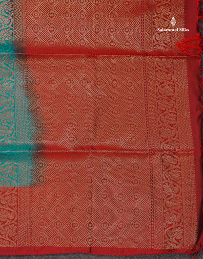 Beautiful Bottle Green Fancy Semi Soft Silk Saree With Contrast Maroon Blouse