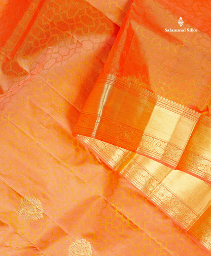 Pure Kanjivaram Silk Saree - Anandha Blue Colour Body Zari Butta With Medium Border