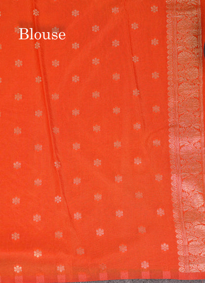 Beautiful Peacock Green Semi Georgette Saree With Fancy Border