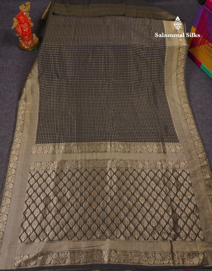 Beautiful Peacock Green Semi Georgette Saree With Fancy Border