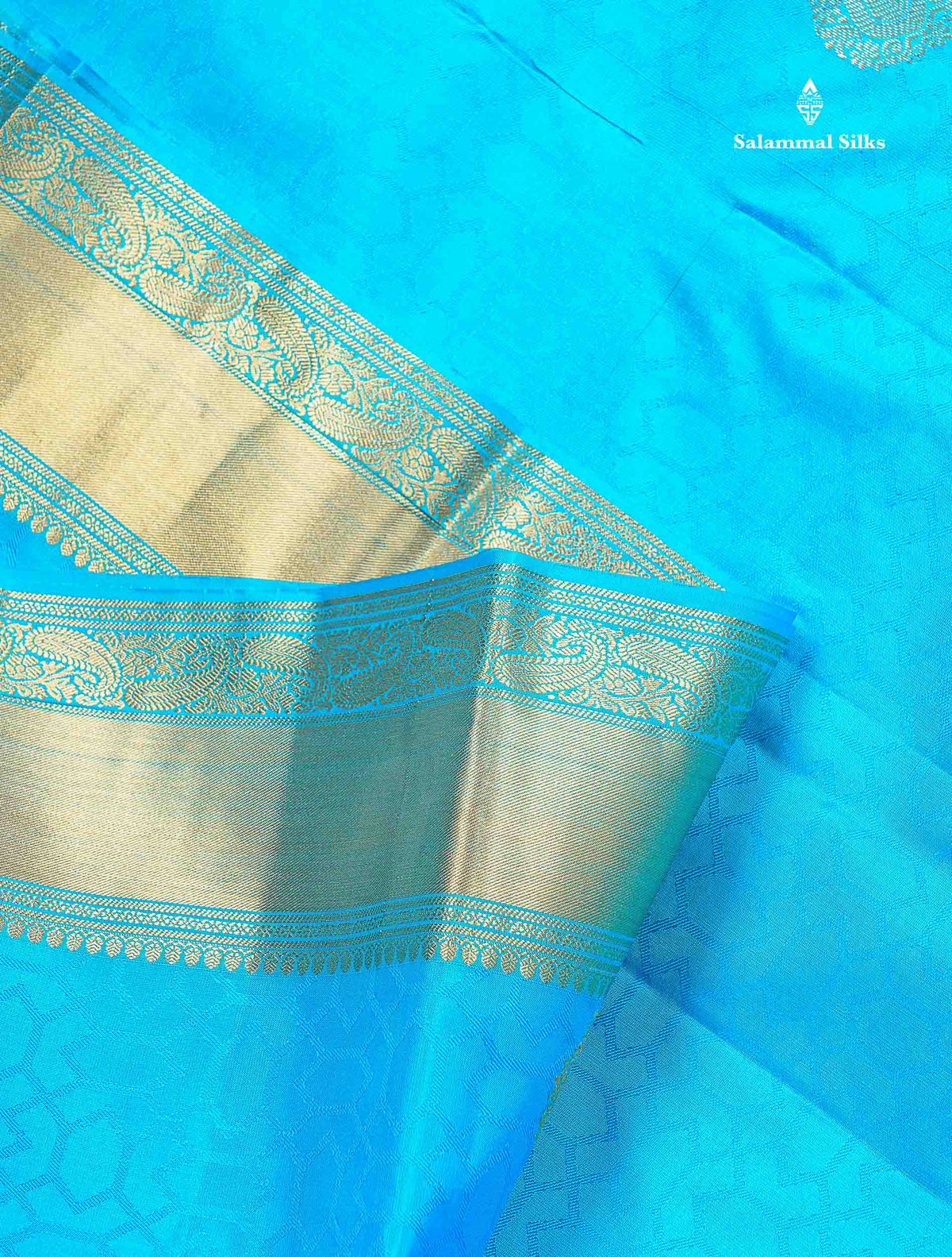 Pure Kanjivaram Silk Saree - Anandha Blue Colour Body Zari Butta With Medium Border