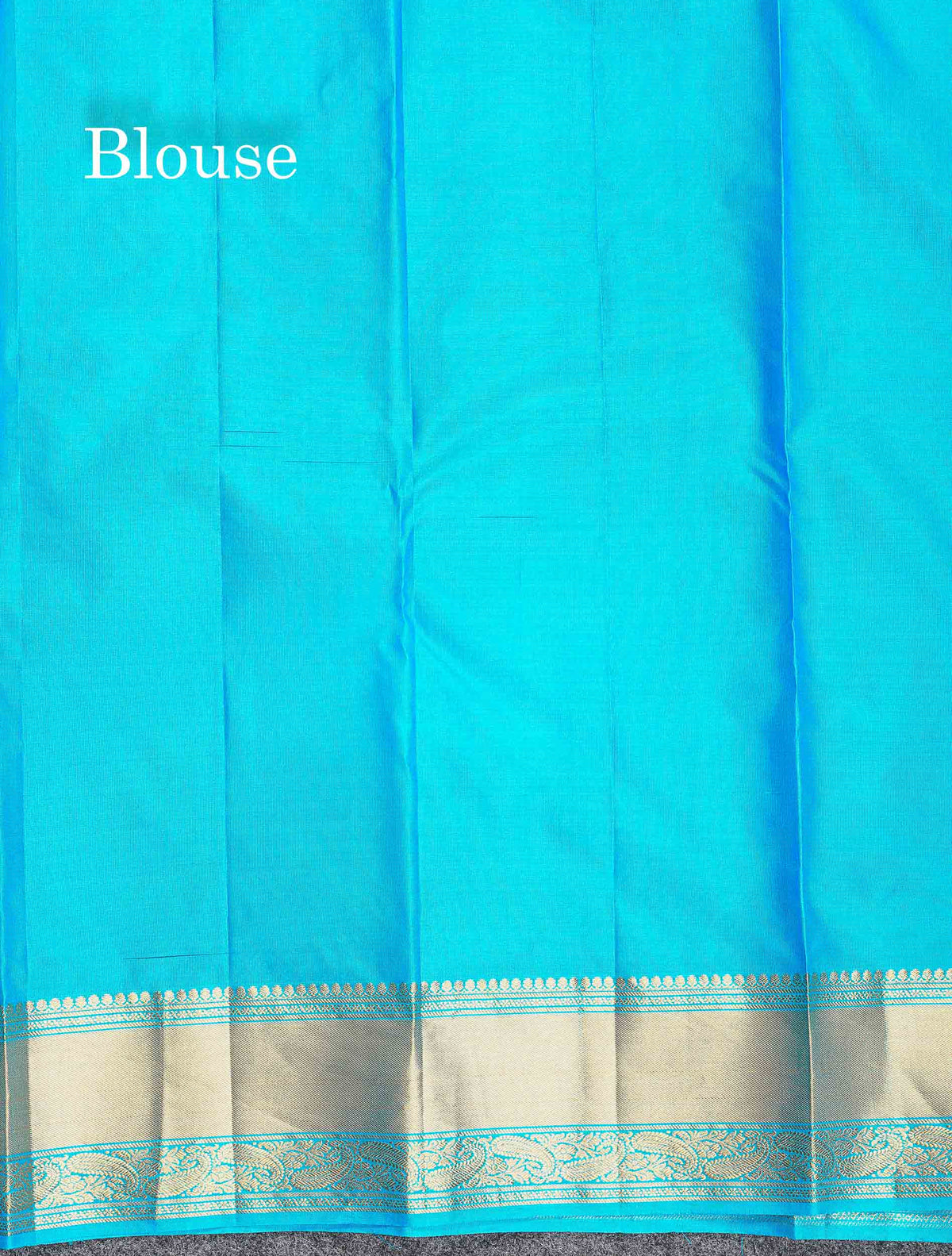 Pure Kanjivaram Silk Saree - Anandha Blue Colour Body Zari Butta With Medium Border