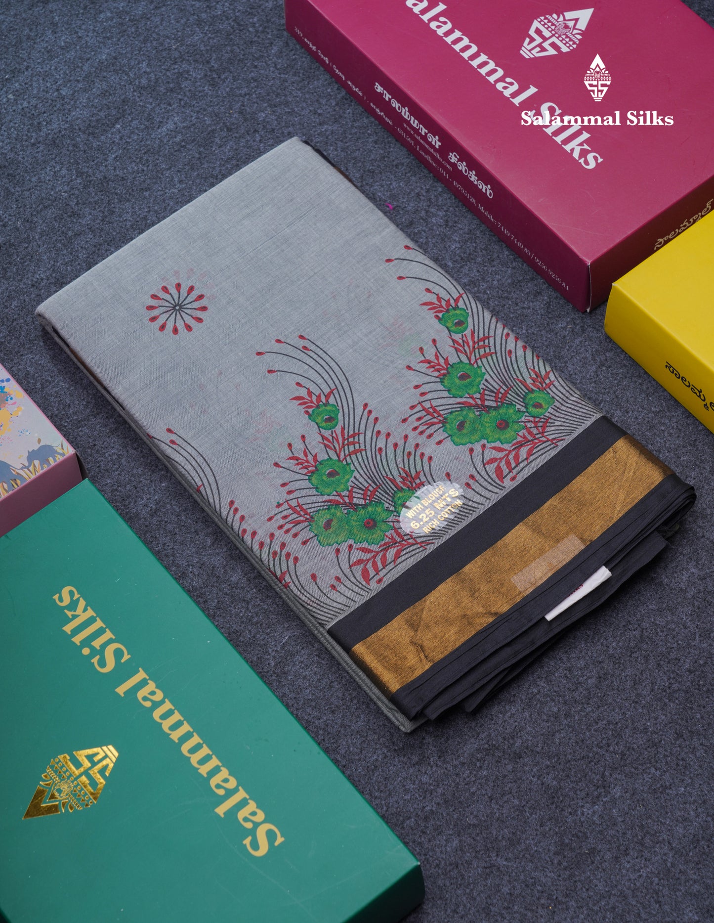 Onion Pink Printed Pure Cotton Saree With Contrast Chilly Red Border