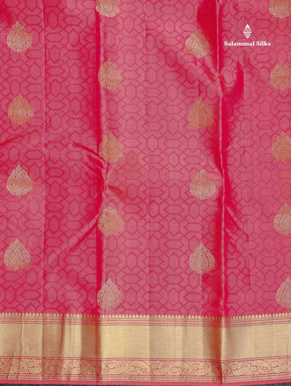 Pure Kanjivaram Silk Saree - Anandha Blue Colour Body Zari Butta With Medium Border