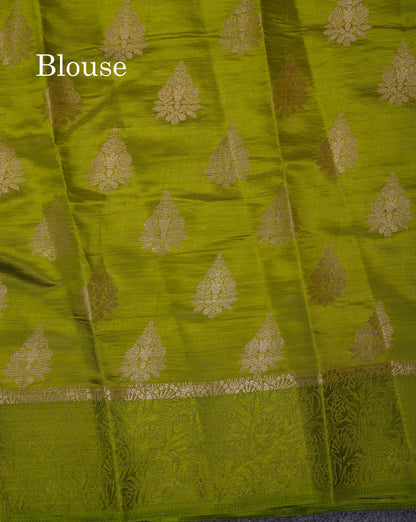 Beautiful Blue Semi Raw Silk Saree With Fancy Border