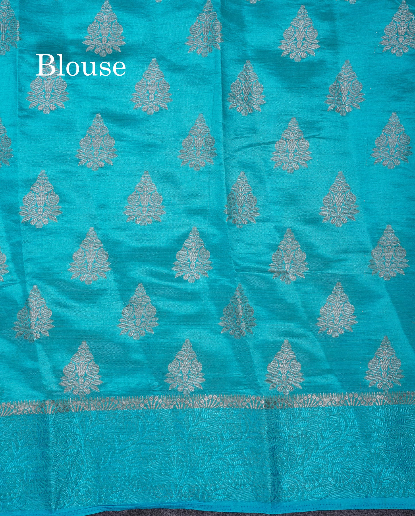 Beautiful Blue Semi Raw Silk Saree With Fancy Border