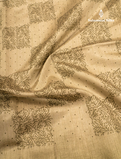 Pista Green Semi Tussar Fancy Saree With Small Ribbon Border