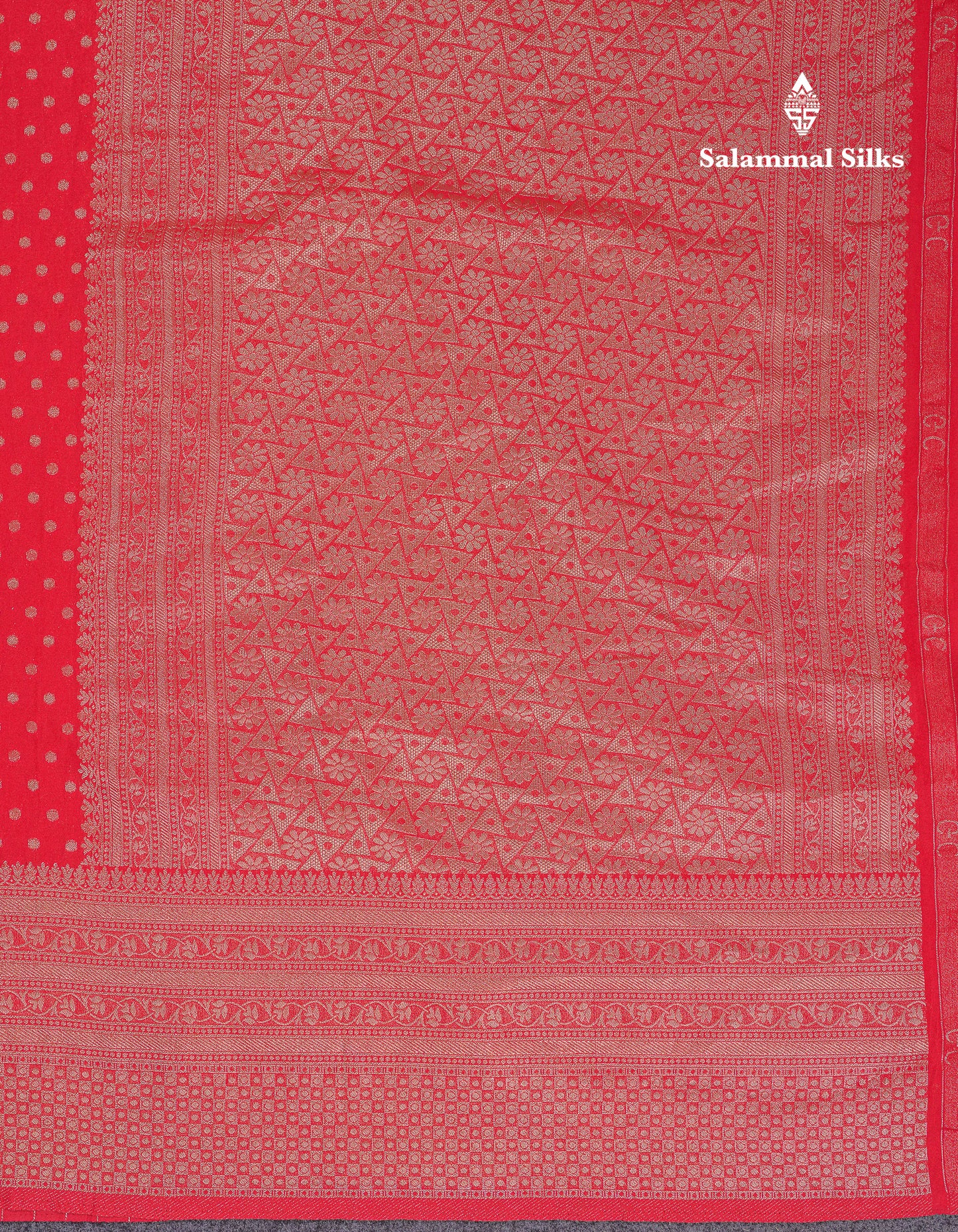 Beautiful Chilly Red Semi Georgette Saree With Fancy Border