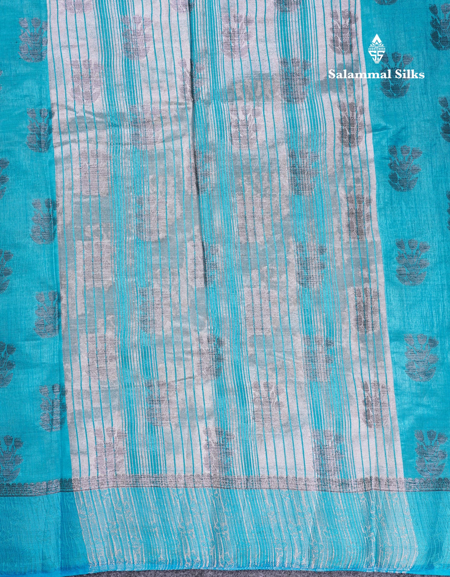 Beautiful Sky Blue Semi Raw Silk Saree With Fancy Border